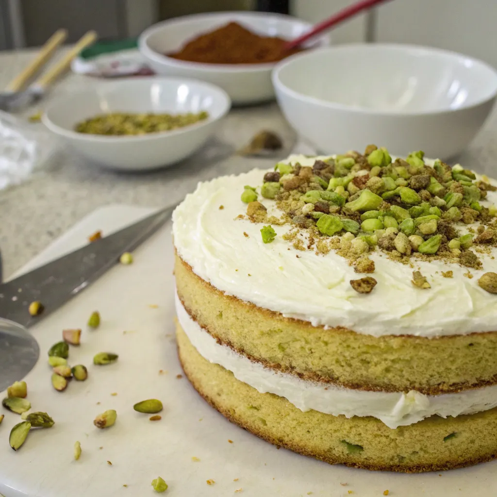 Mascarpone Pistachio Layer Cake