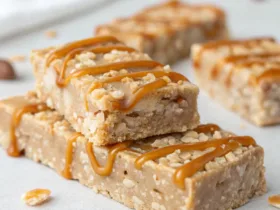 Healthy No-Bake Peanut Butter Greek Yogurt Caramel Oat Bars