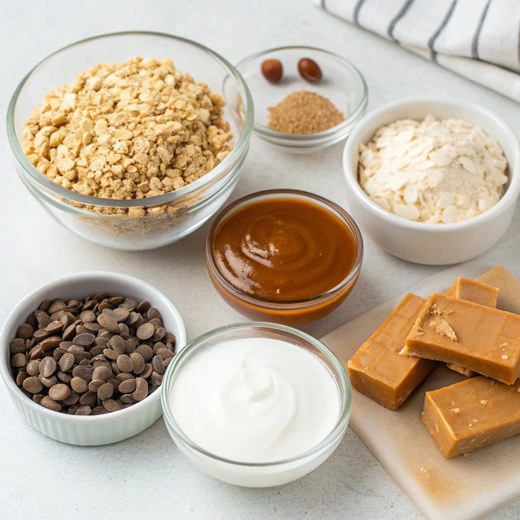 Healthy No-Bake Peanut Butter Greek Yogurt Caramel Oat Bars