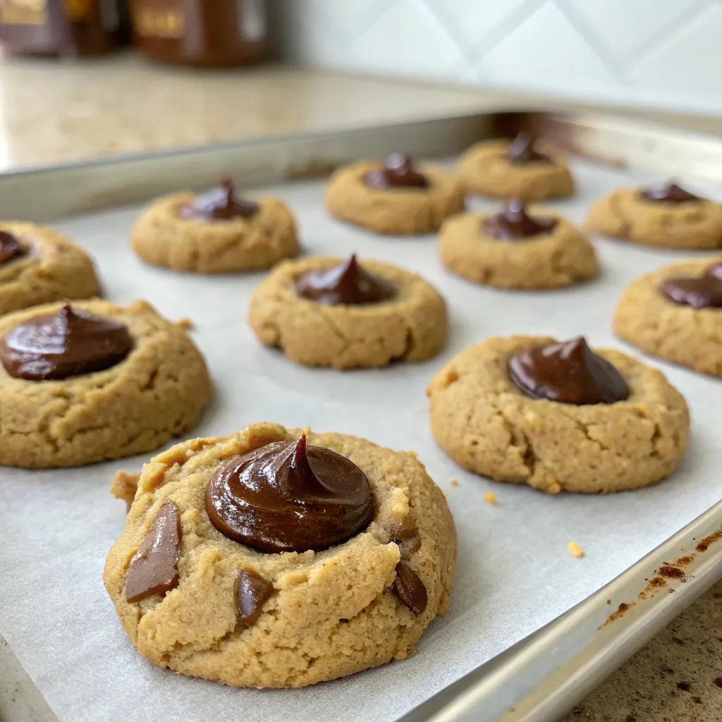 Peanut Butter Greek Yogurt Cookies with Melty Chocolate Centers