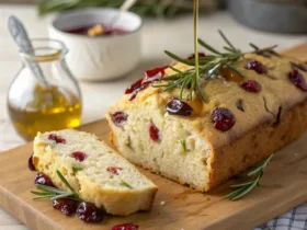 No-Knead Rosemary Cranberry Bread with Olive Oil & Sea Salt