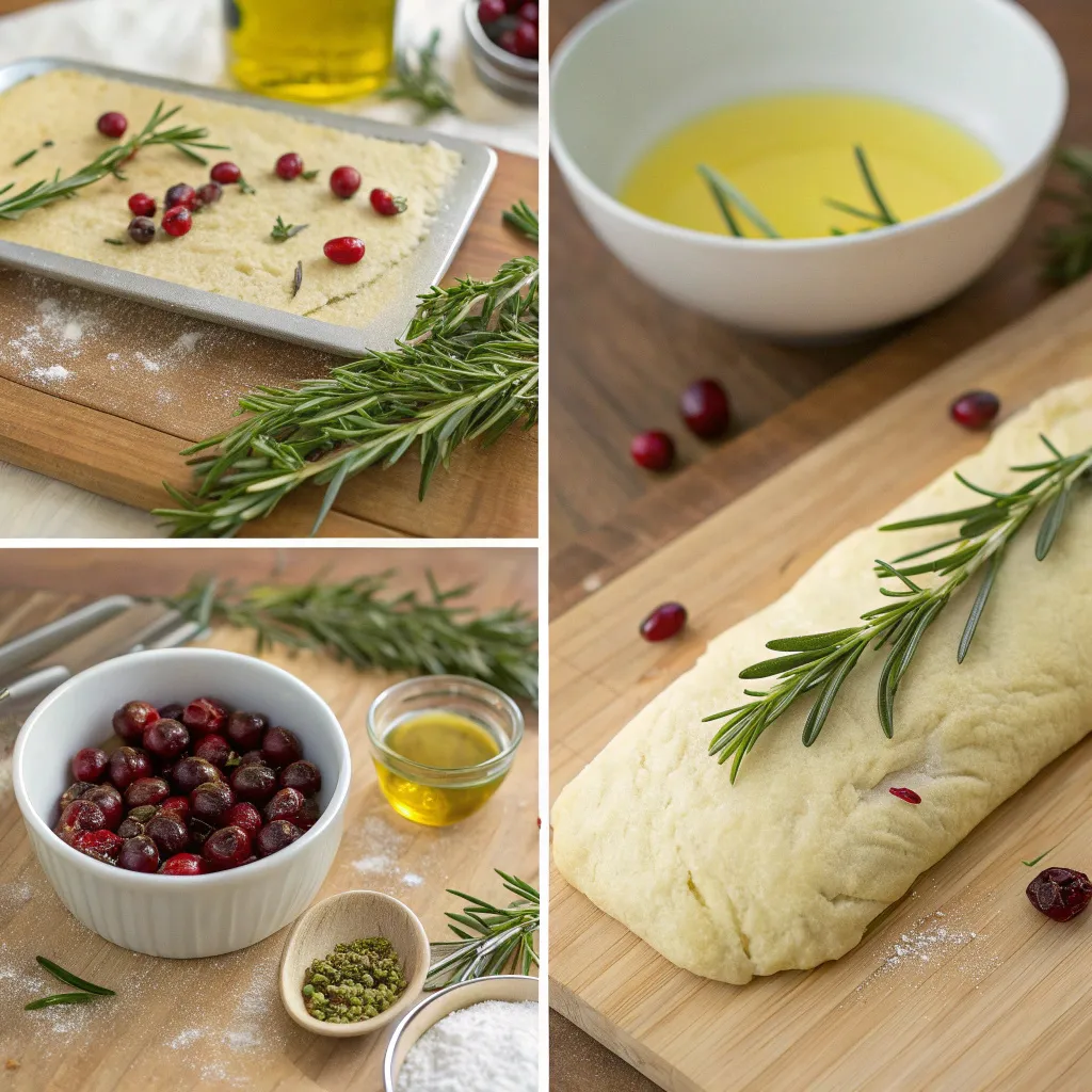 No-Knead Rosemary Cranberry Bread with Olive Oil & Sea Salt