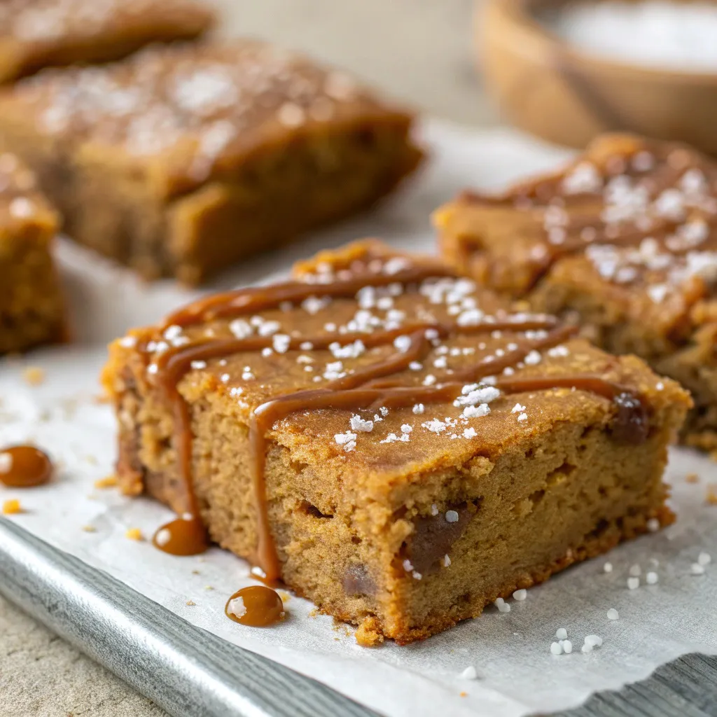 Salted Caramel Sweet Potato Blondies