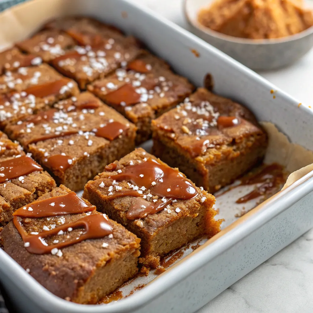 Salted Caramel Sweet Potato Blondies