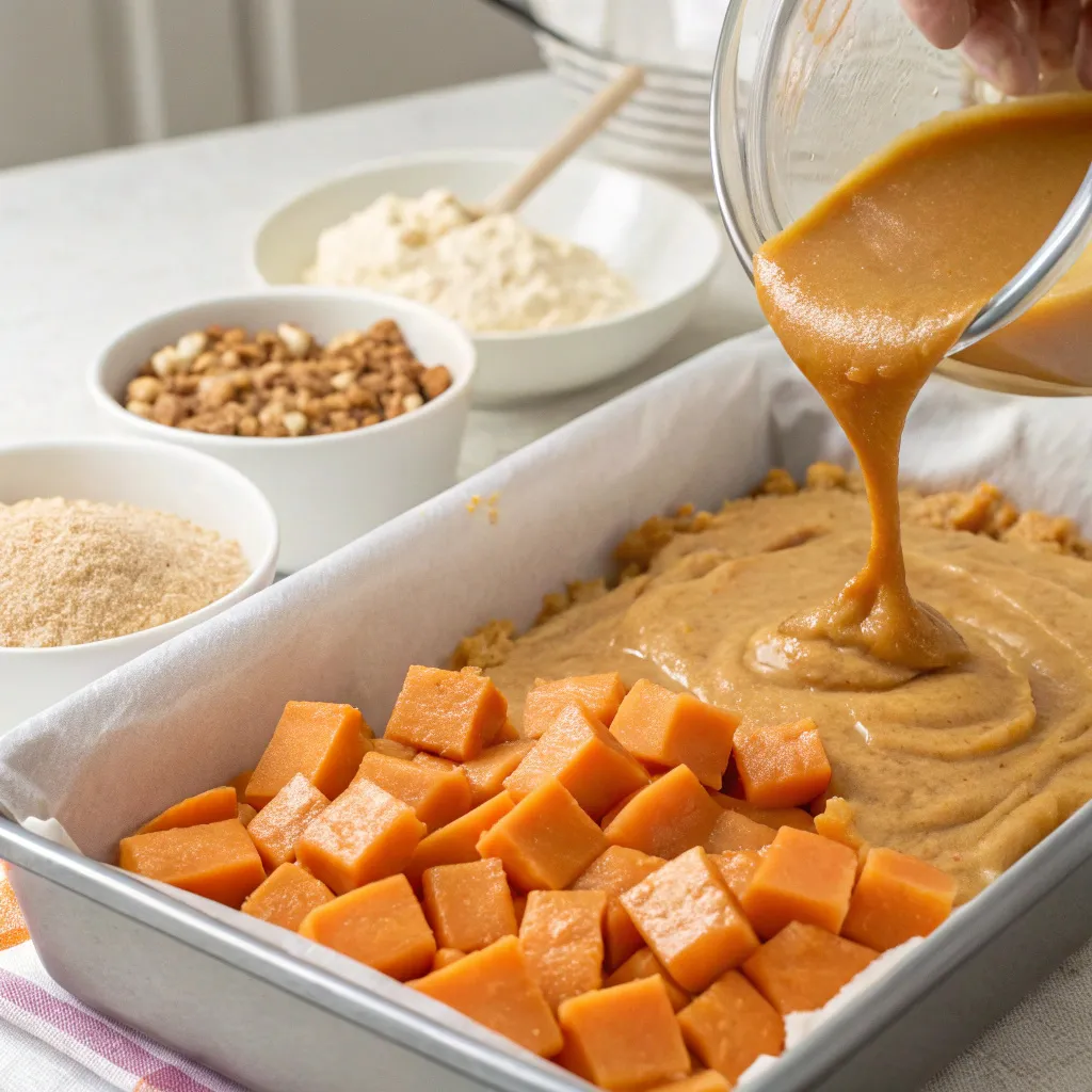 Salted Caramel Sweet Potato Blondies