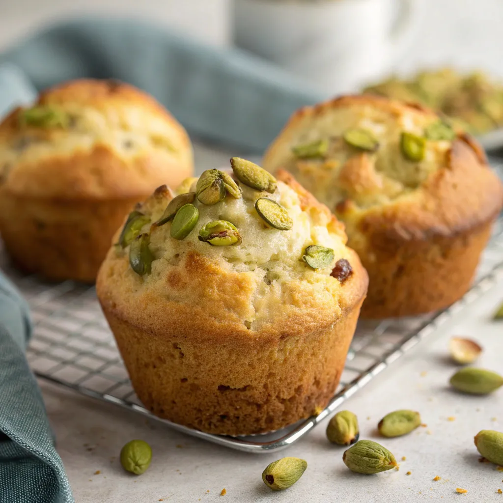 Toasted Pistachio Ricotta Muffins