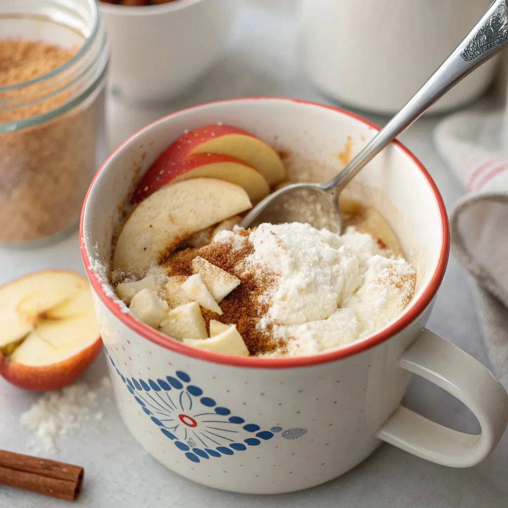 Apple Cinnamon Cottage Cheese Mug Cake