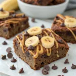 Banana Brownies with Peanut Butter Drizzle