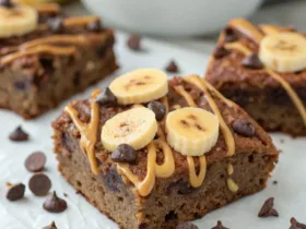 Banana Brownies with Peanut Butter Drizzle