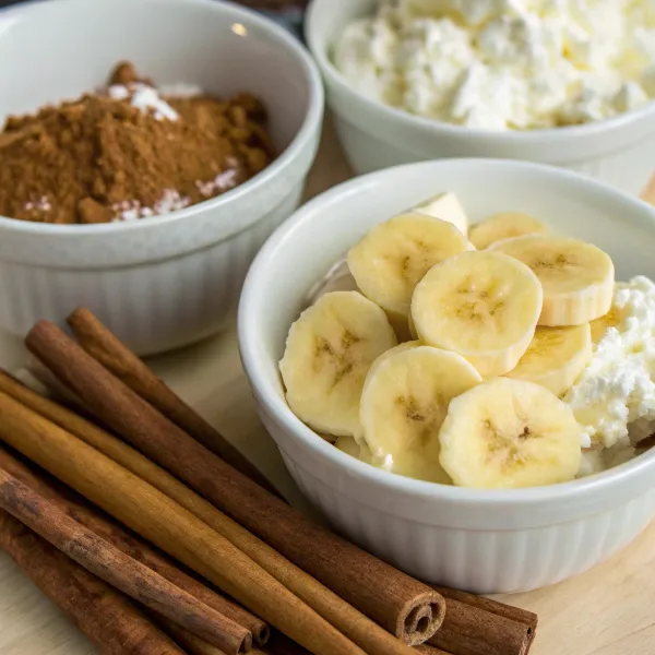 Baked Banana Cinnamon Cottage Cheese Breakfast