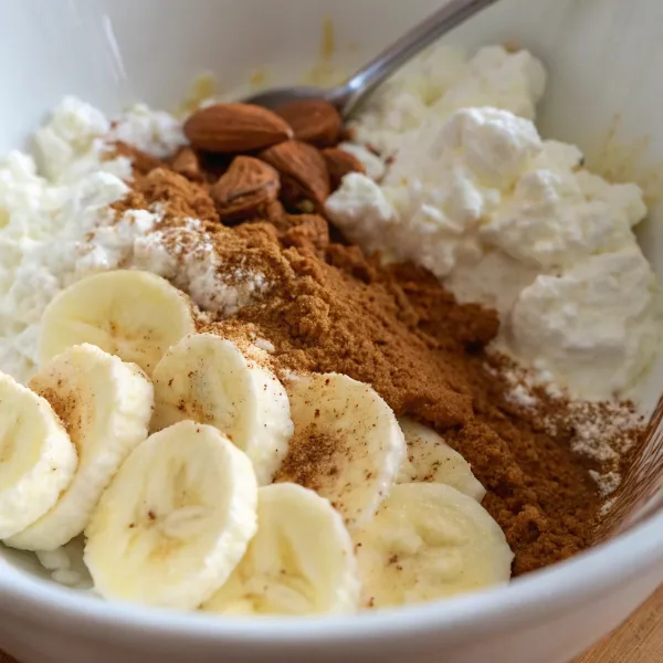 Baked Banana Cinnamon Cottage Cheese Breakfast