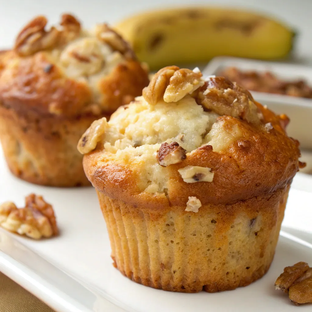 Banana Walnut Cottage Cheese Muffins