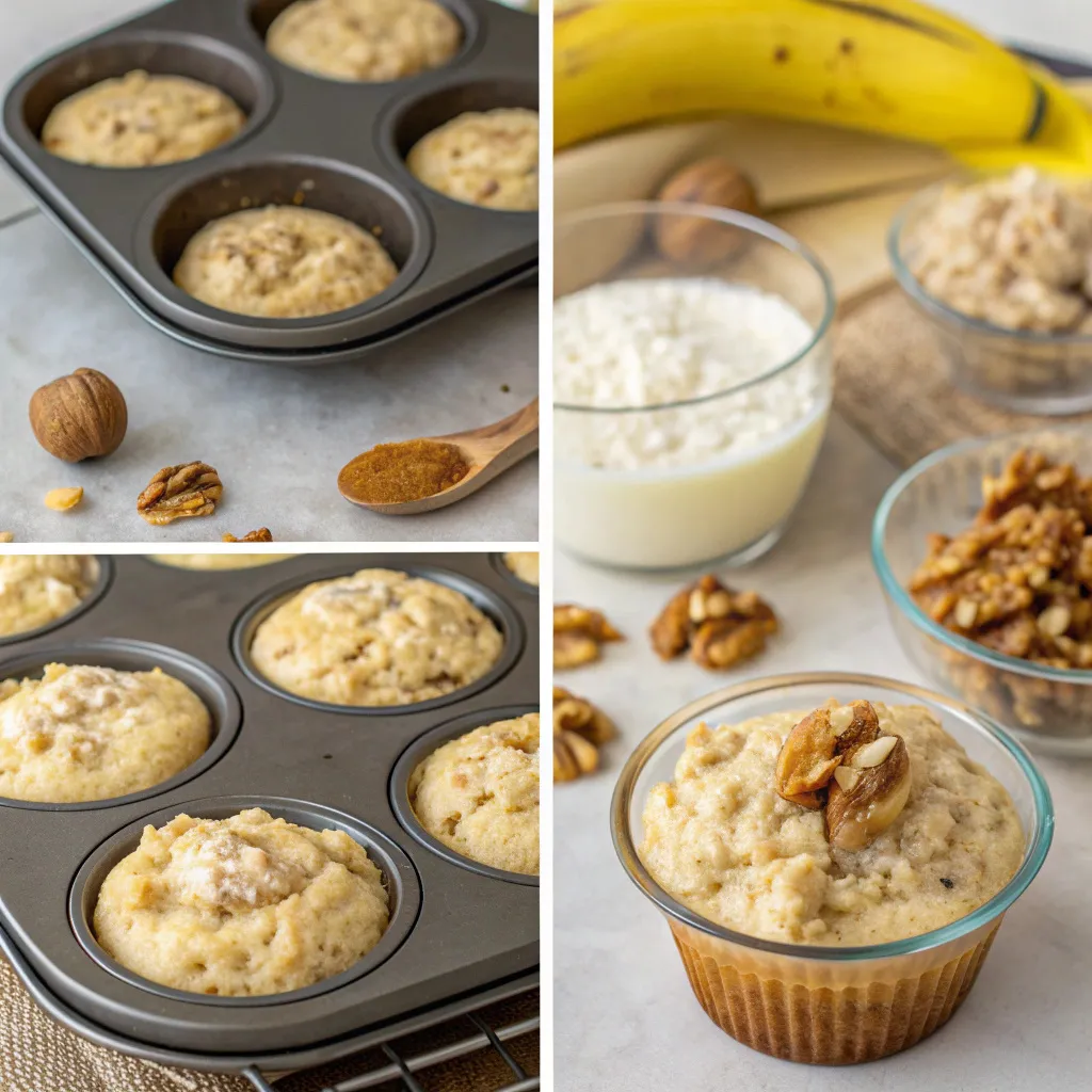 Banana Walnut Cottage Cheese Muffins