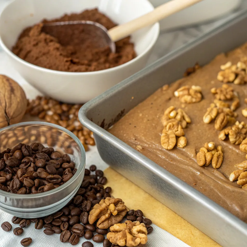 Classic Coffee and Walnut Traybake Cake