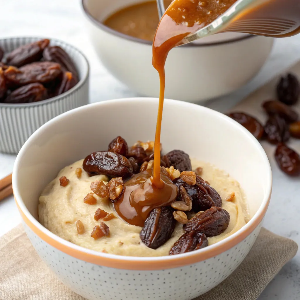Coffee Date Pudding with Caramel Sauce