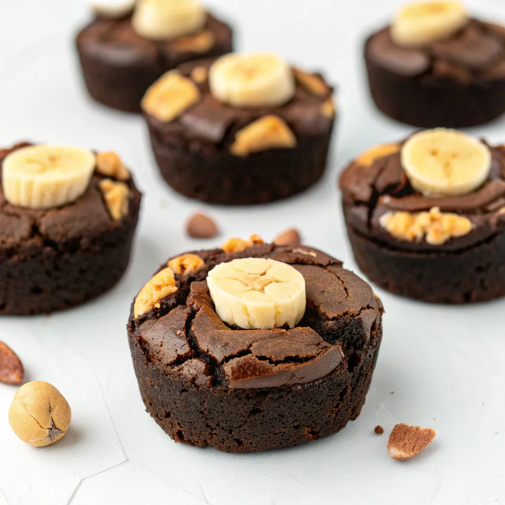 Dark Chocolate Peanut Butter Greek Yogurt Banana Brownie Bites