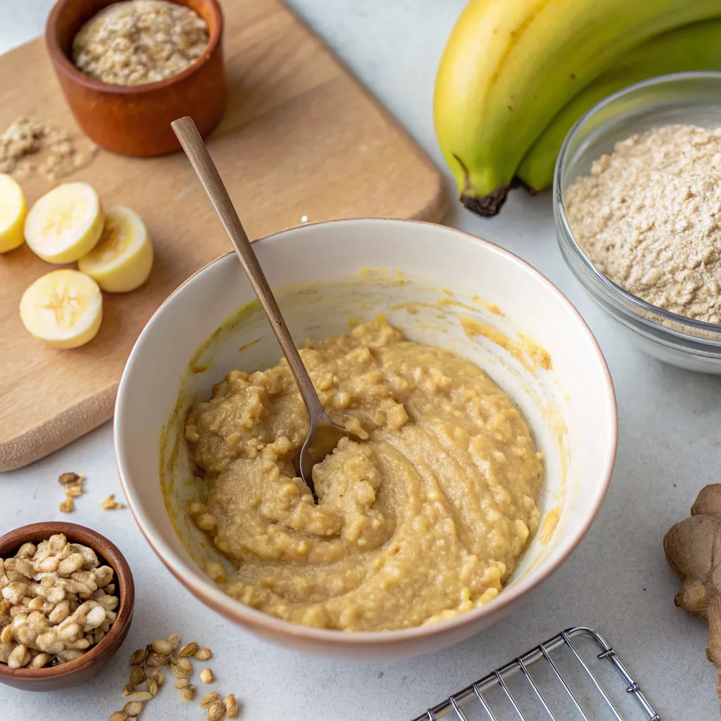 Flourless Banana Ginger Oat Cake