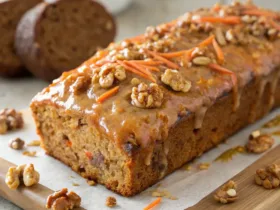 Flourless Carrot Walnut Greek Yogurt Loaf with Maple Glaze