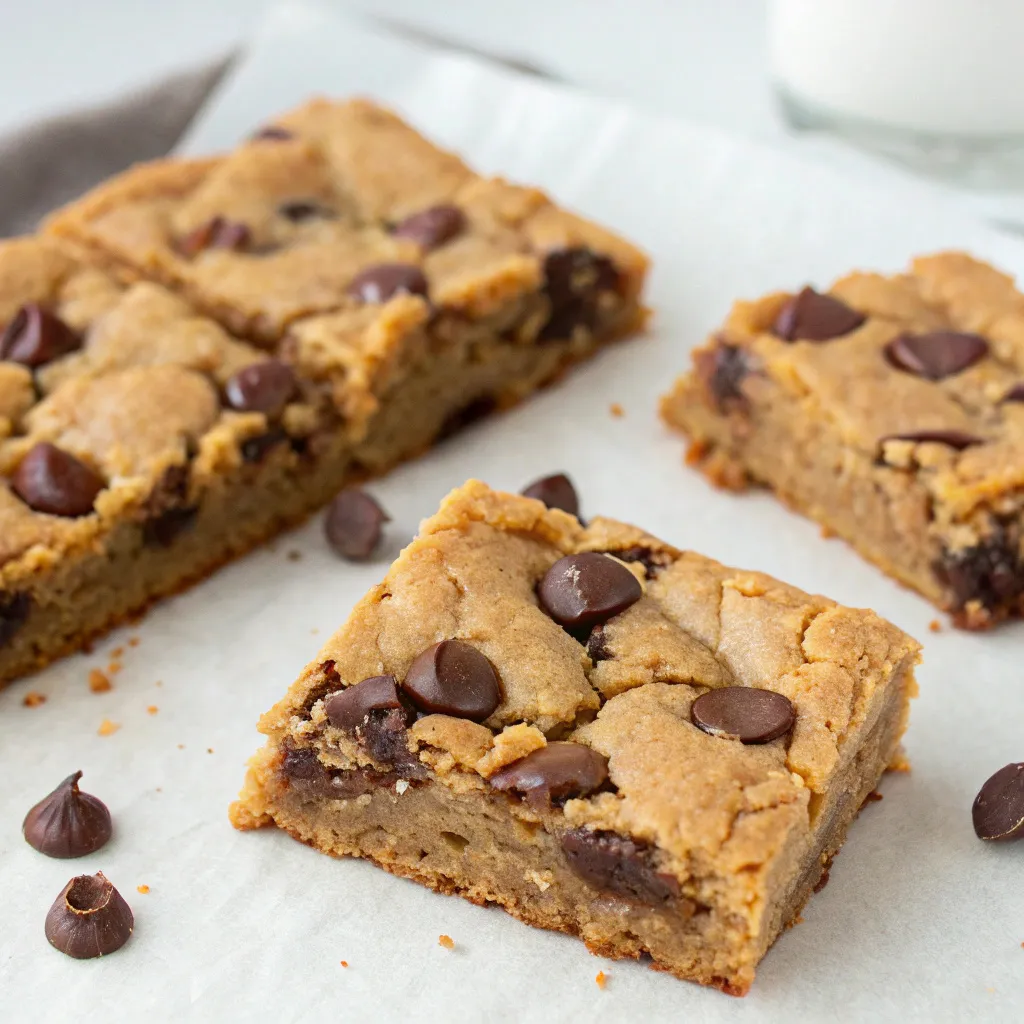 Greek Yogurt Peanut Butter Dark Chocolate Chip Cookie Bars