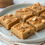 Healthy Peanut Butter Greek Yogurt Banana Caramel Blondie Squares