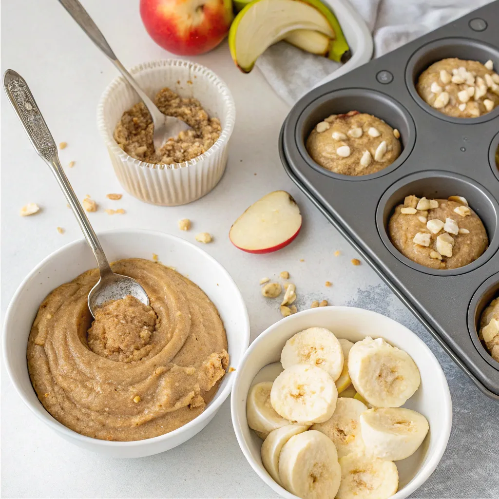 Peanut Butter Greek Yogurt Banana Apple Muffins