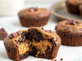 Peanut Butter Greek Yogurt Double Chocolate Lava Muffins