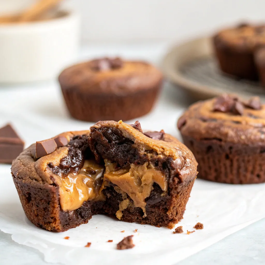 Peanut Butter Greek Yogurt Double Chocolate Lava Muffins