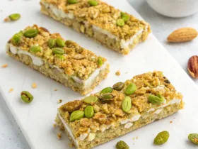 Peanut Butter Greek Yogurt Pistachio Oat Crunch Bars