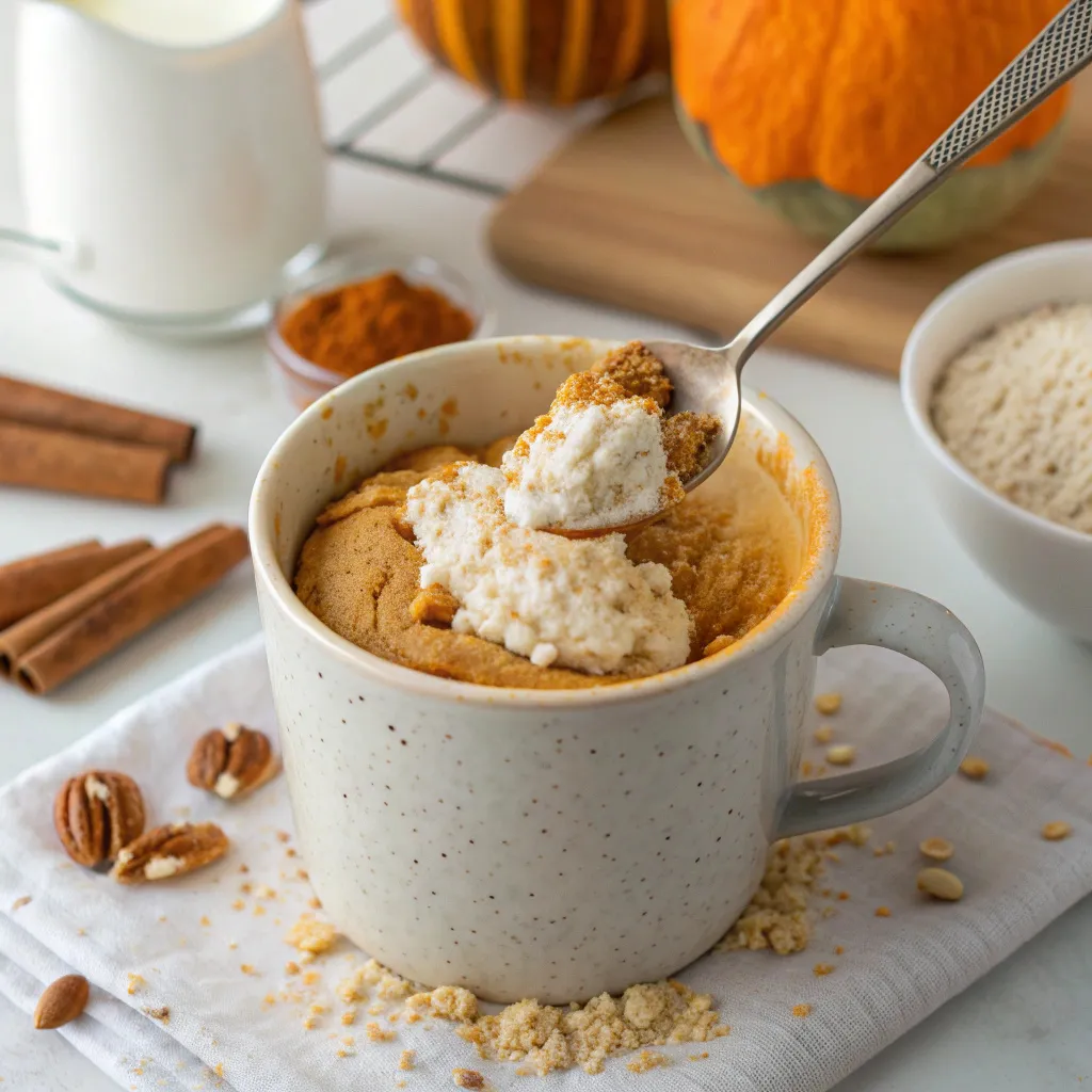 Pumpkin Spice Cottage Cheese Mug Cake