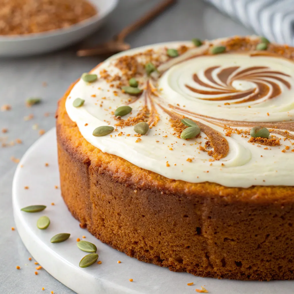 Spiced Pumpkin Cake with Greek Yogurt Swirl