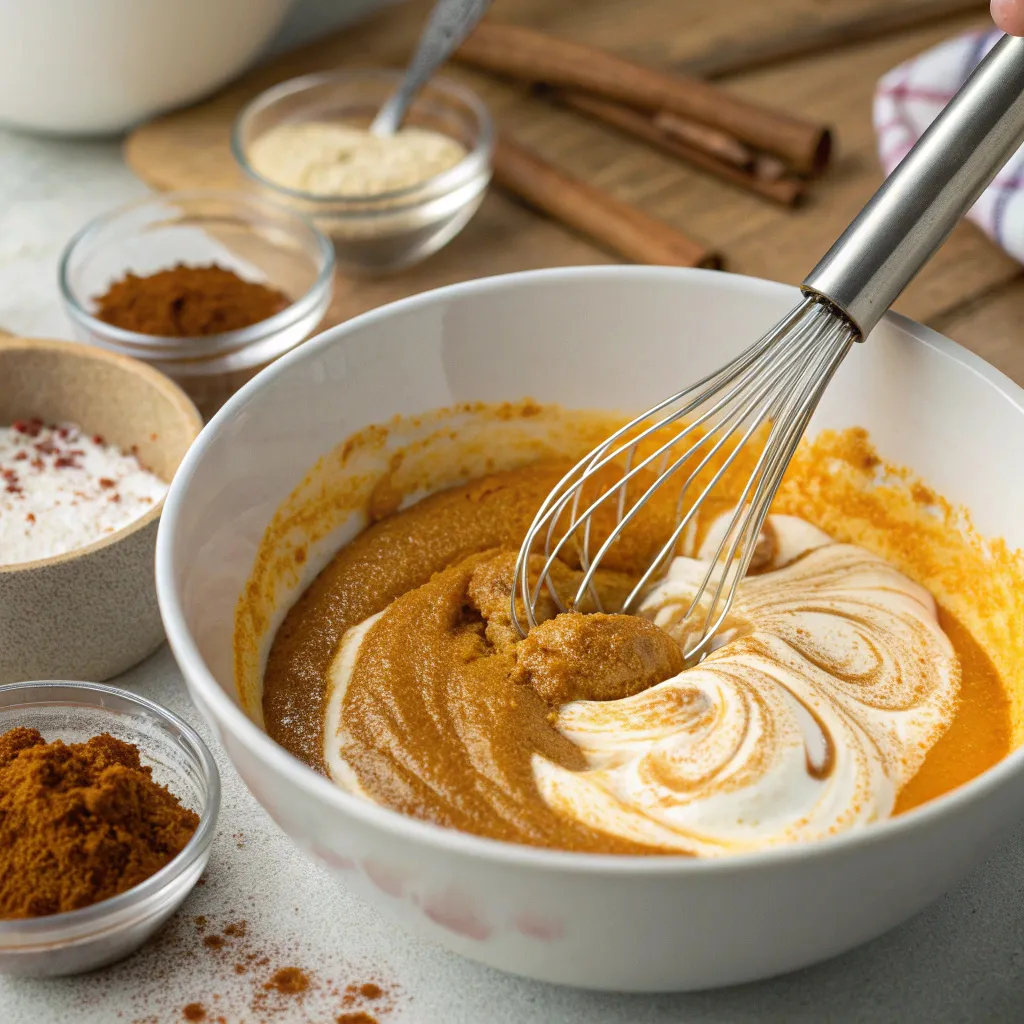 Spiced Pumpkin Cake with Greek Yogurt Swirl