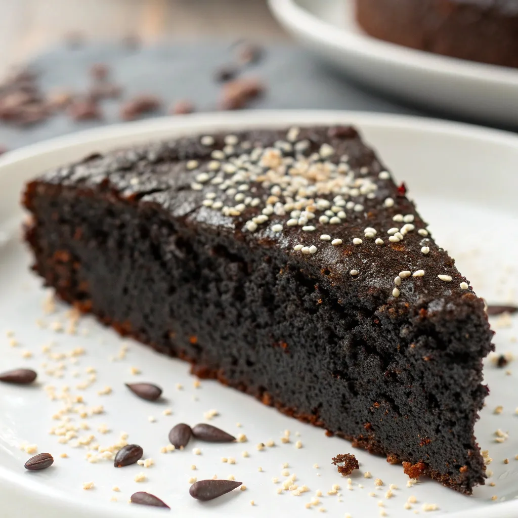 Flourless Black Cocoa and Chia Greek Yogurt Cake