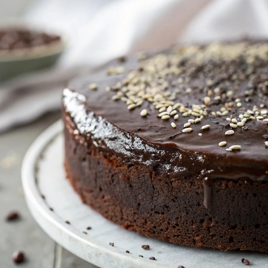 Flourless Black Cocoa and Chia Greek Yogurt Cake