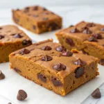 Flourless Pumpkin Chocolate Chip Greek Yogurt Bars