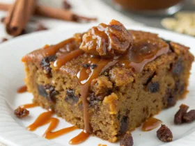 Flourless Pumpkin Date Cake with Caramel Sauce