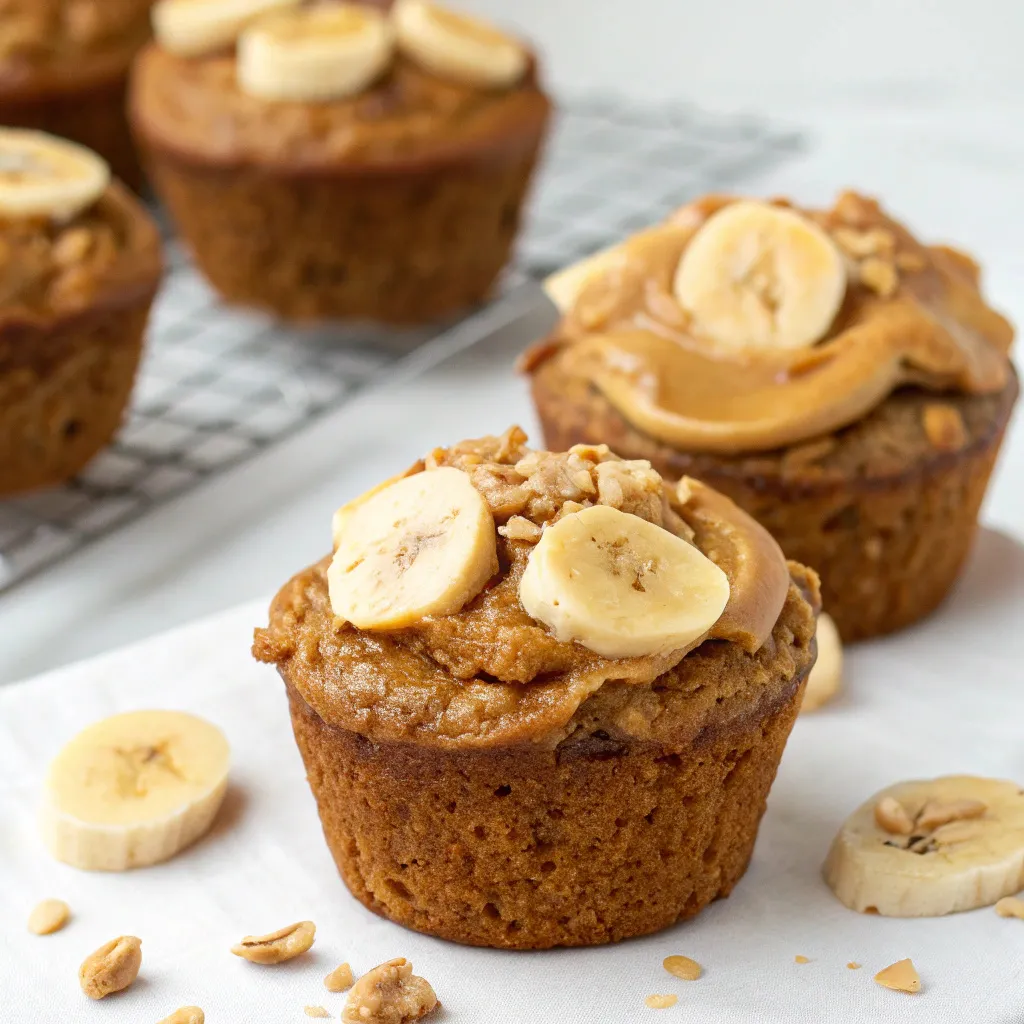 Healthy Greek Yogurt Peanut Butter Banana Oat Blondie Muffins with Gooey Tops 11 Banana Oat Blondie Muffins with Gooey Tops