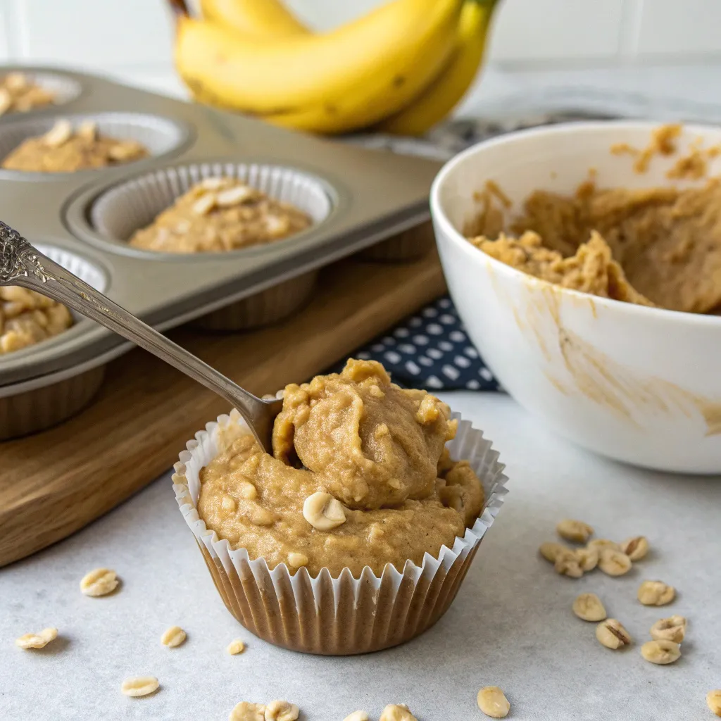 Healthy Greek Yogurt Peanut Butter Banana Oat Blondie Muffins with Gooey Tops 10 Banana Oat Blondie Muffins with Gooey Tops