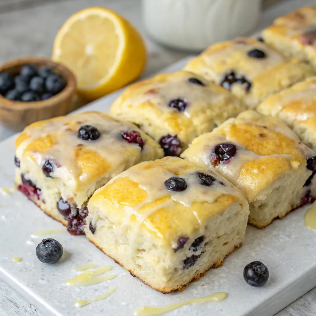 Blueberry Butter Swim Biscuits with Lemon Glaze