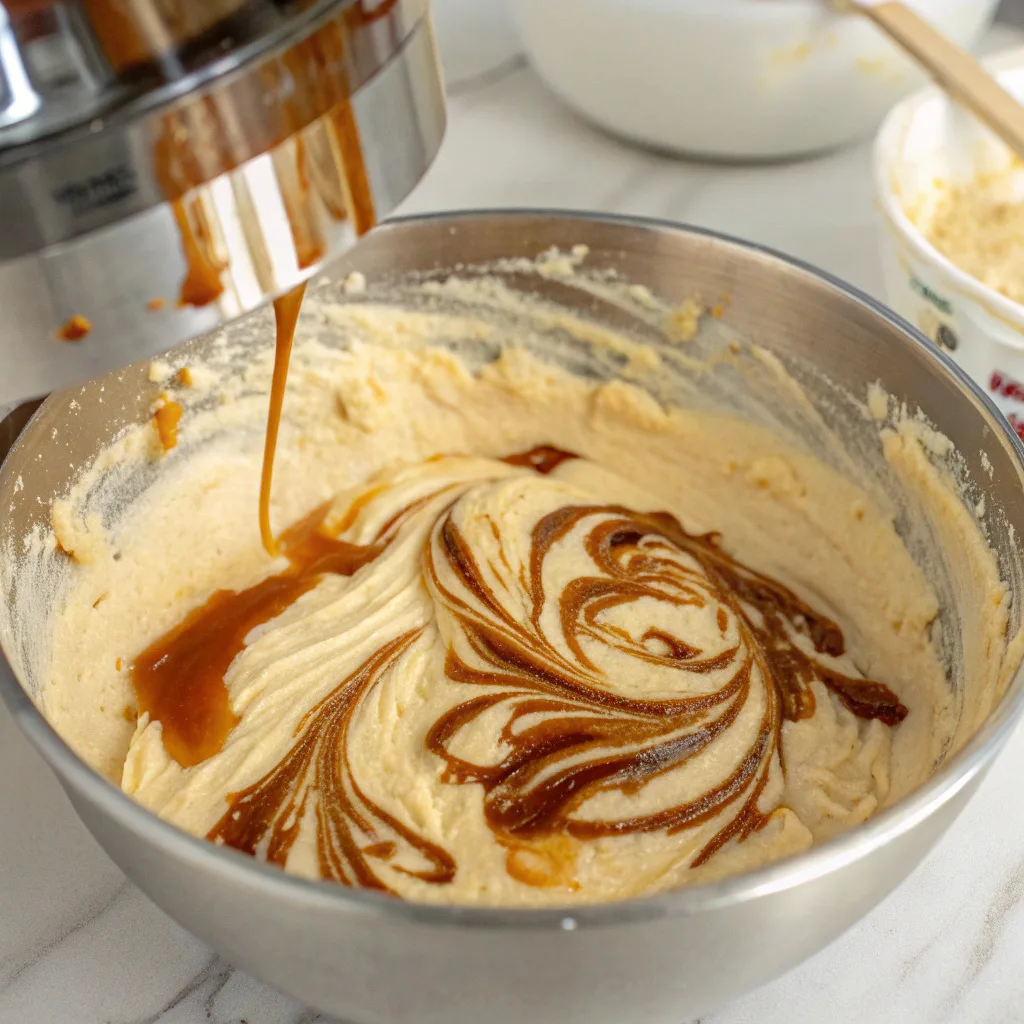 Butterscotch Cheesecake Bars with Caramel Swirl