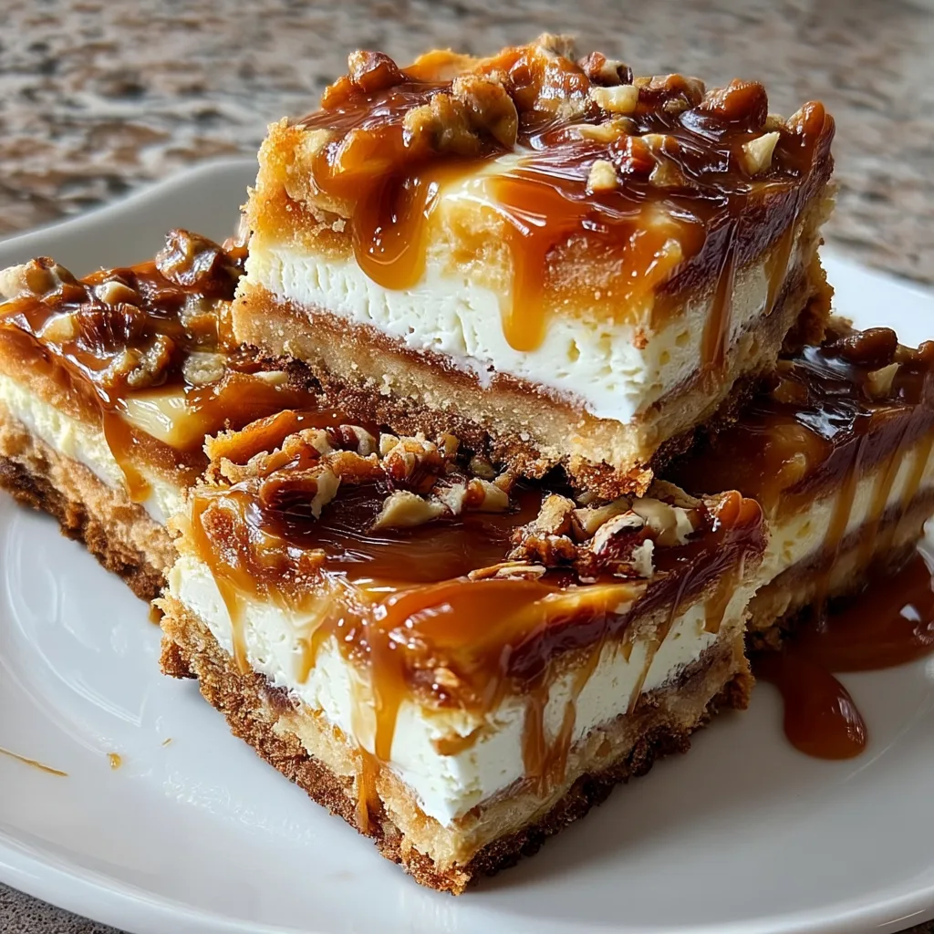 Butterscotch Cheesecake Bars with Caramel Swirl