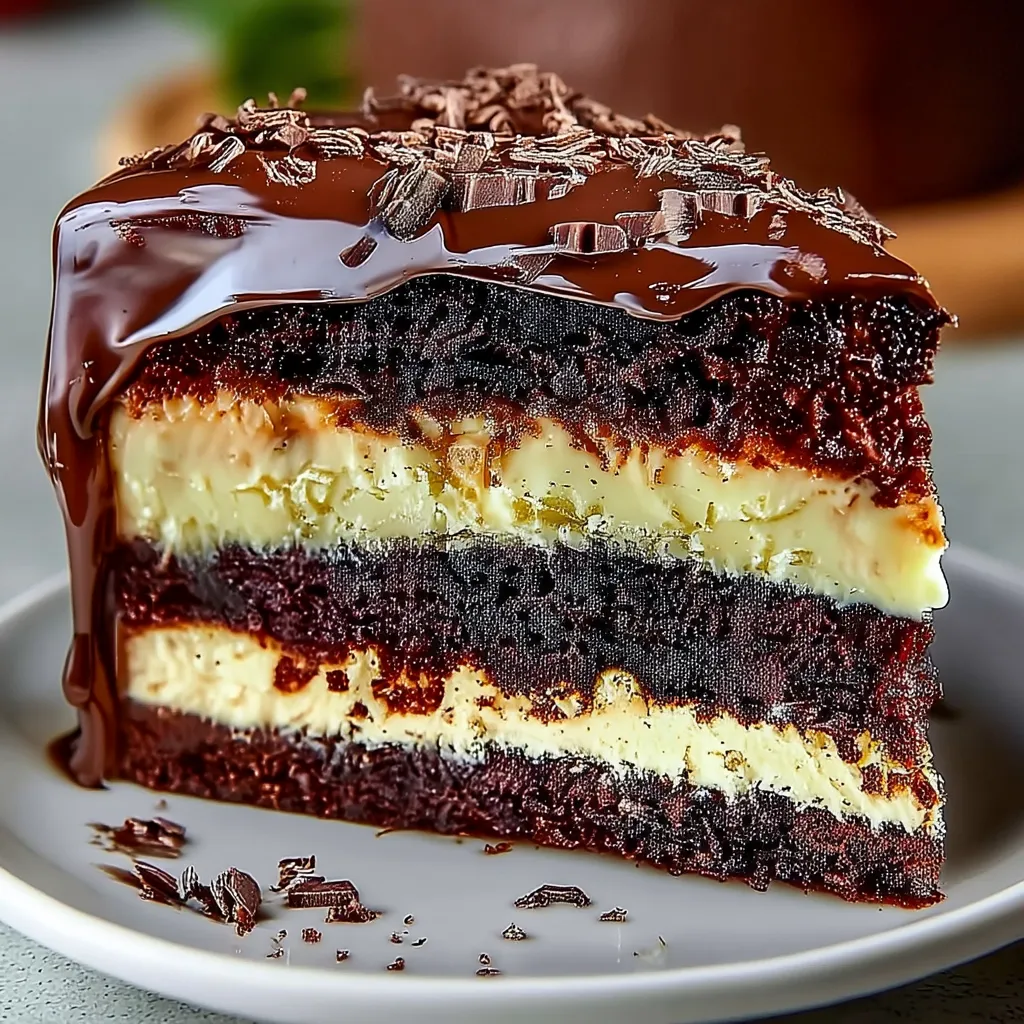 Chocolate Cake with Cheesecake Filling and Chocolate Ganache