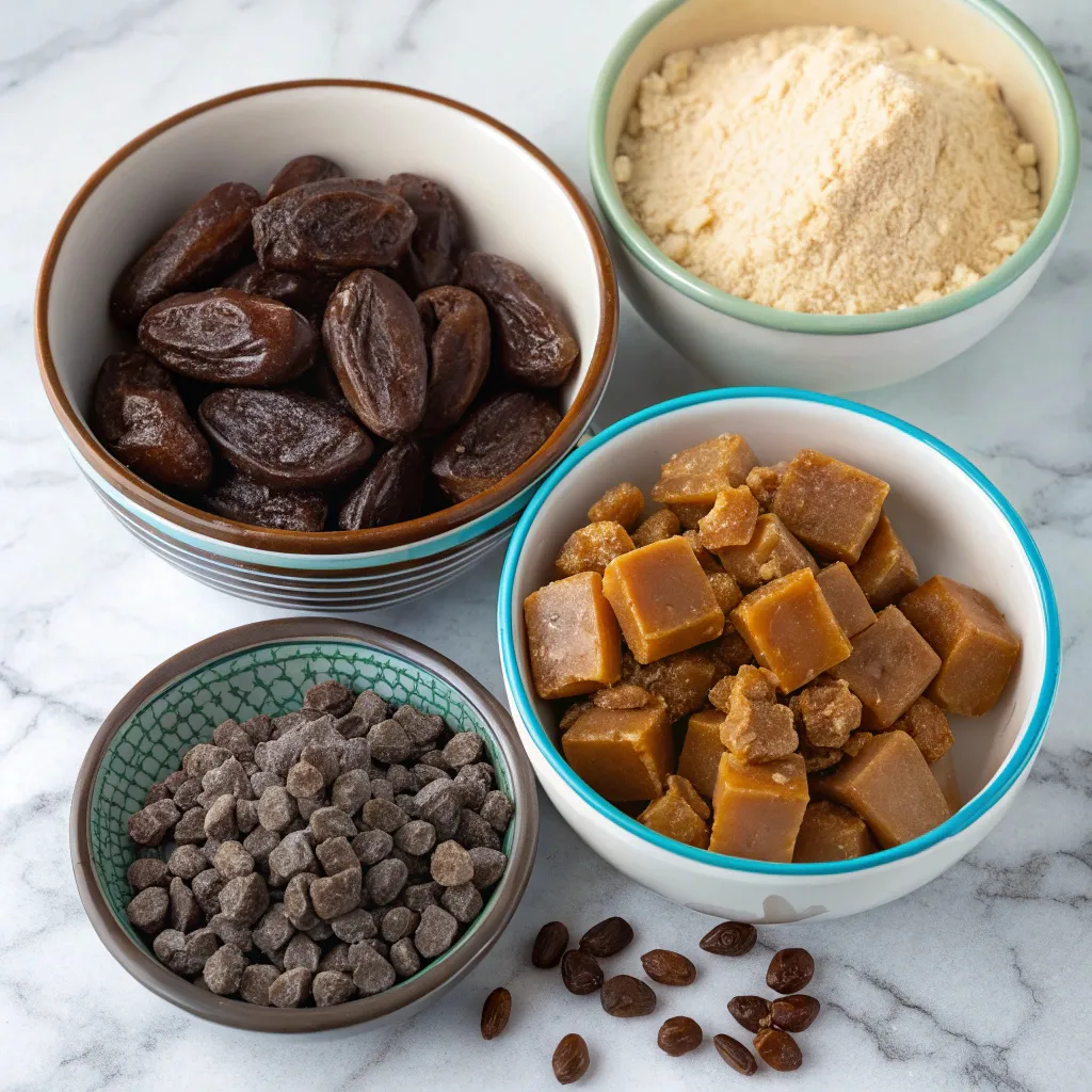 Chocolate Date Blondies with Rum Toffee