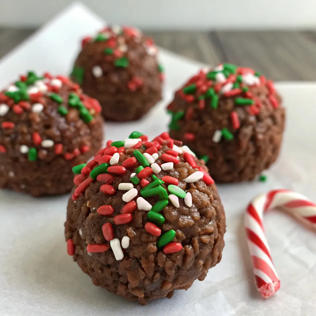 Irresistible Christmas Chocolate Rice Krispie Balls (No-Bake Holiday Treats) 11 Christmas Chocolate Rice Krispie Balls