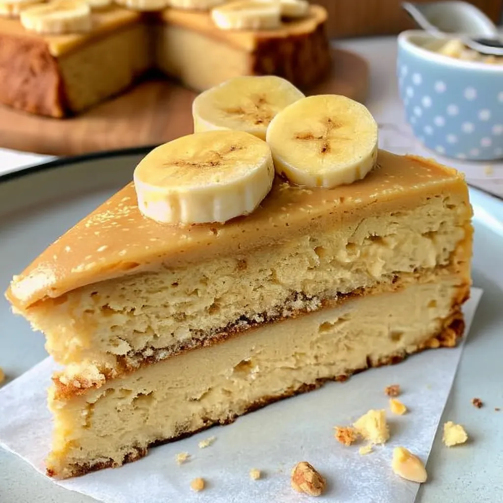 Gooey Banana Peanut Butter Flourless Cake