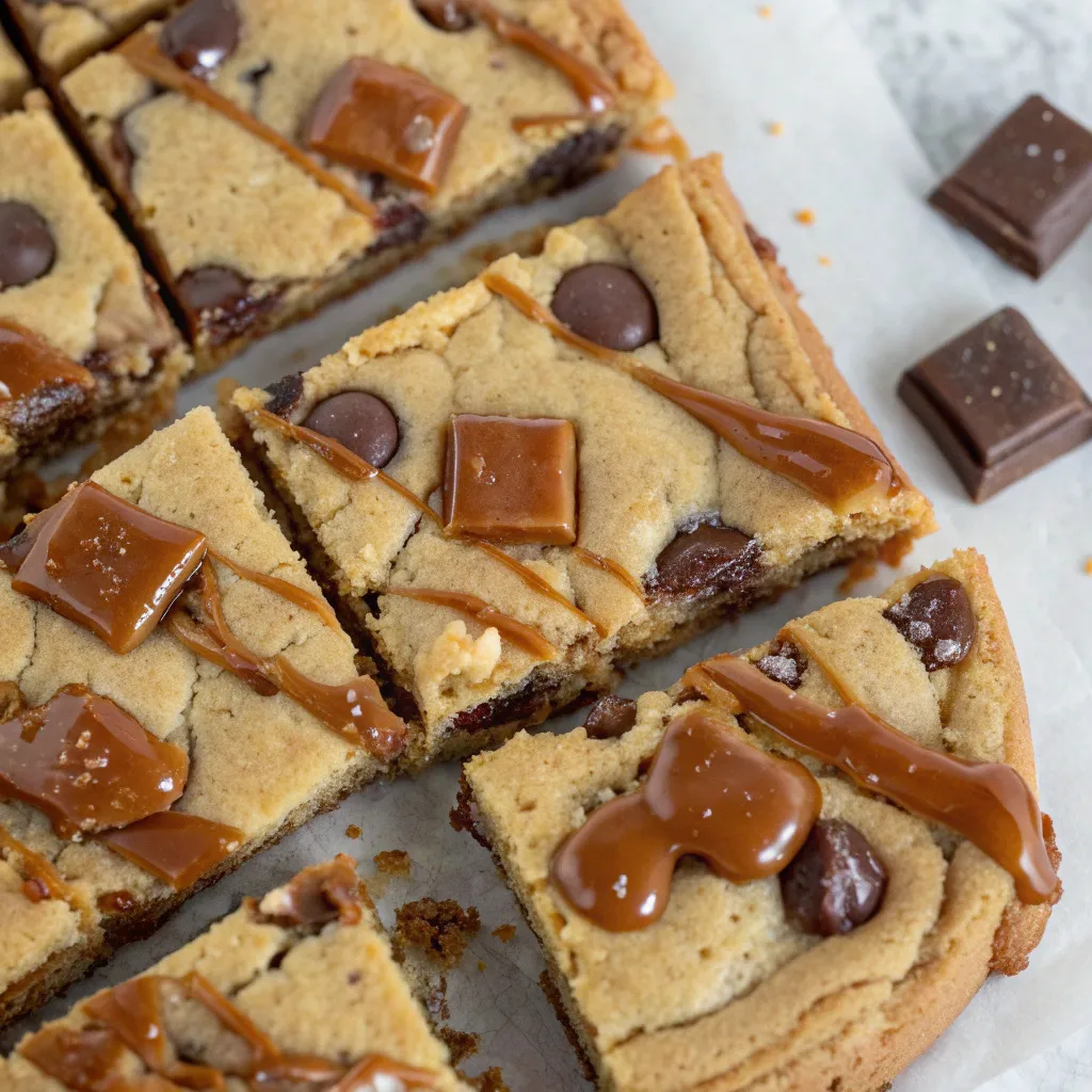 Gooey Salted Caramel Chocolate Chip Cookie Bars