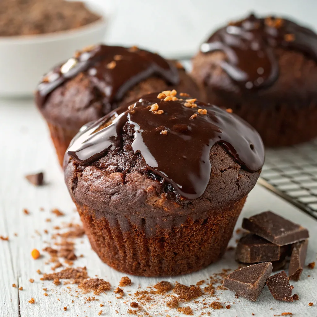 Gooey Triple Chocolate Muffins