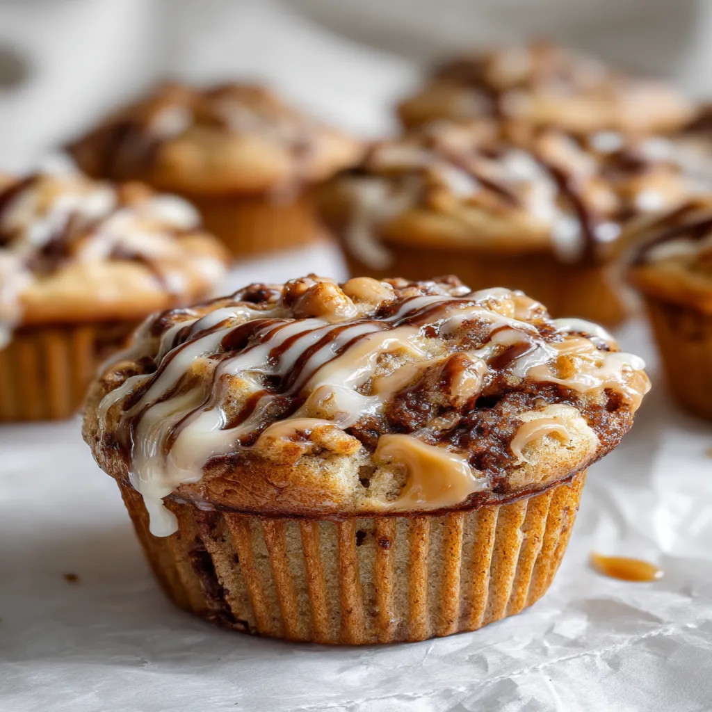 Greek Yogurt Cinnamon Roll Blondie Muffins
