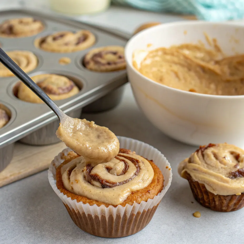 Greek Yogurt Cinnamon Roll Blondie Muffins