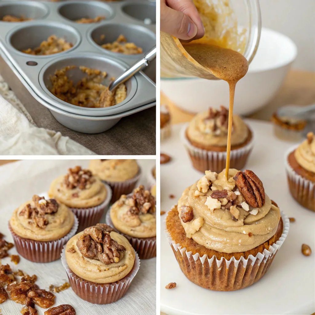 Pecan Pie Cupcakes with Brown Sugar Frosting 10 Pecan Pie Cupcakes with Brown Sugar Frosting