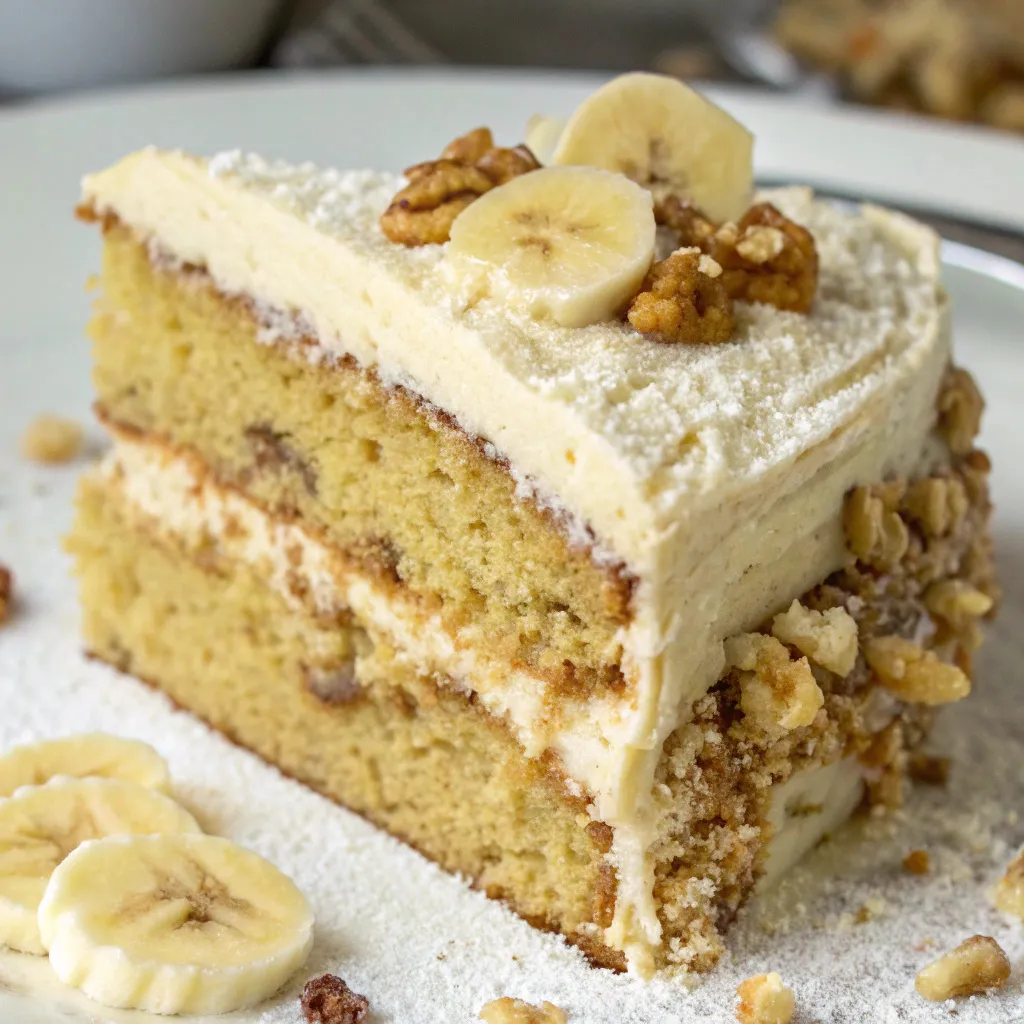 Vanilla Banana Walnut Cake